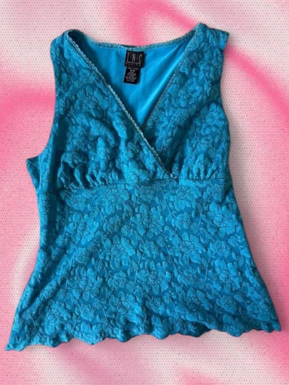Vintage Y2K INC Blue Lace Babydoll Top
